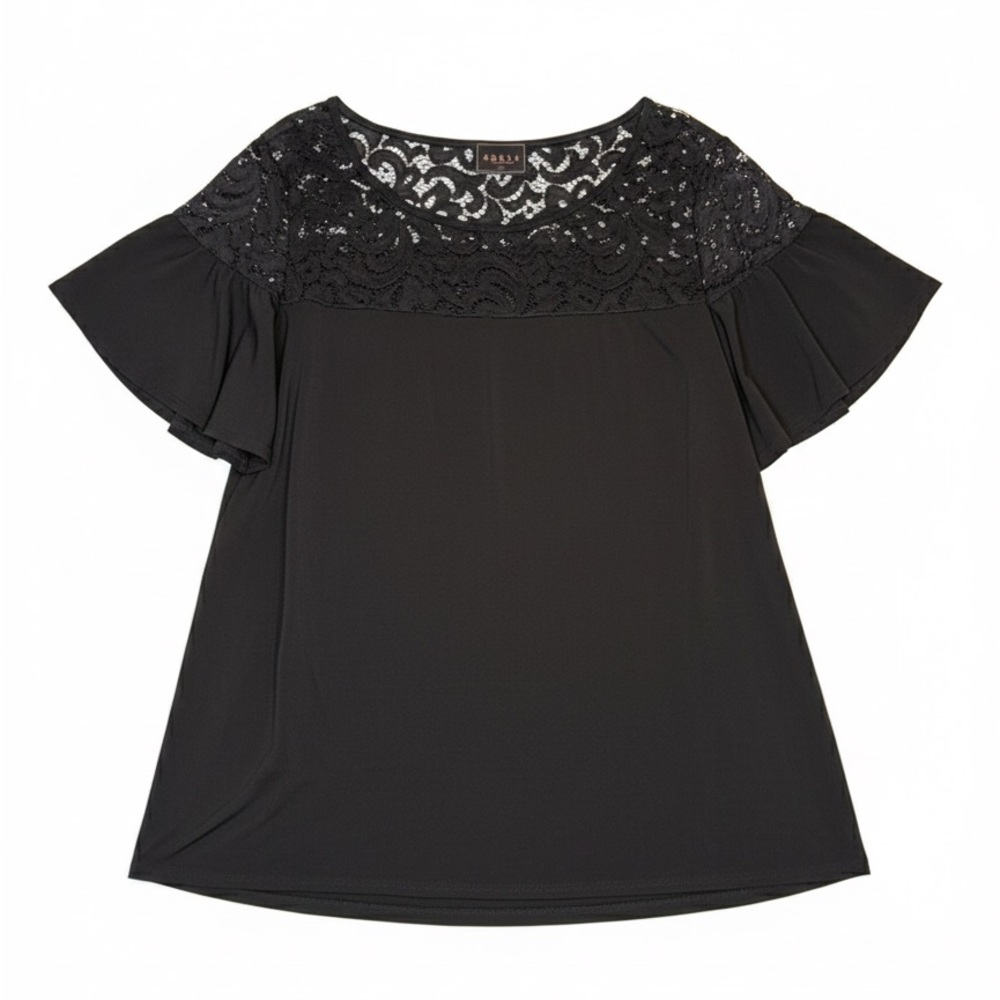Amana Black Woman’s 2X Lacy Blouse